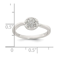 Sterling Silver Polished and Grooved CZ Flower Ring