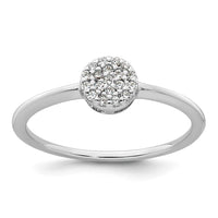 Sterling Silver Rhodium-plated Polished Pave CZ Circle Ring