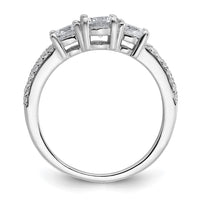 Sterling Silver Rhodium-plated Polished CZ Three Stone Ring