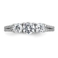 Sterling Silver Rhodium-plated Polished CZ Three Stone Ring