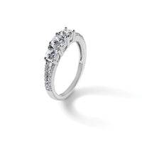 Sterling Silver Rhodium-plated Polished CZ Three Stone Ring