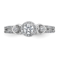 Sterling Silver RH-plated Polished CZ Halo Heart Ring