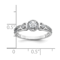 Sterling Silver RH-plated Polished CZ Halo Heart Ring