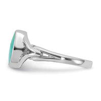 Sterling Silver Rhodium-plated Polished Reconstituted Turquoise Ring