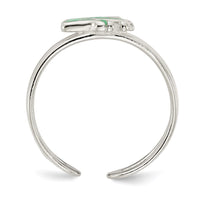 Sterling Silver Green Enameled Frog Toe Ring