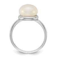 Sterling Silver Rhodium-plated 10-11mm Button FWC Pearl Ring