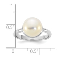Sterling Silver Rhodium-plated 10-11mm Button FWC Pearl Ring