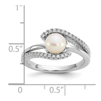 Sterling Silver Rhodium-plated CZ Freshwater Cultured Pearl Ring