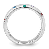 Sterling Silver RH-plated Polished 5.0mm Multicolor CZ Shapes Ring