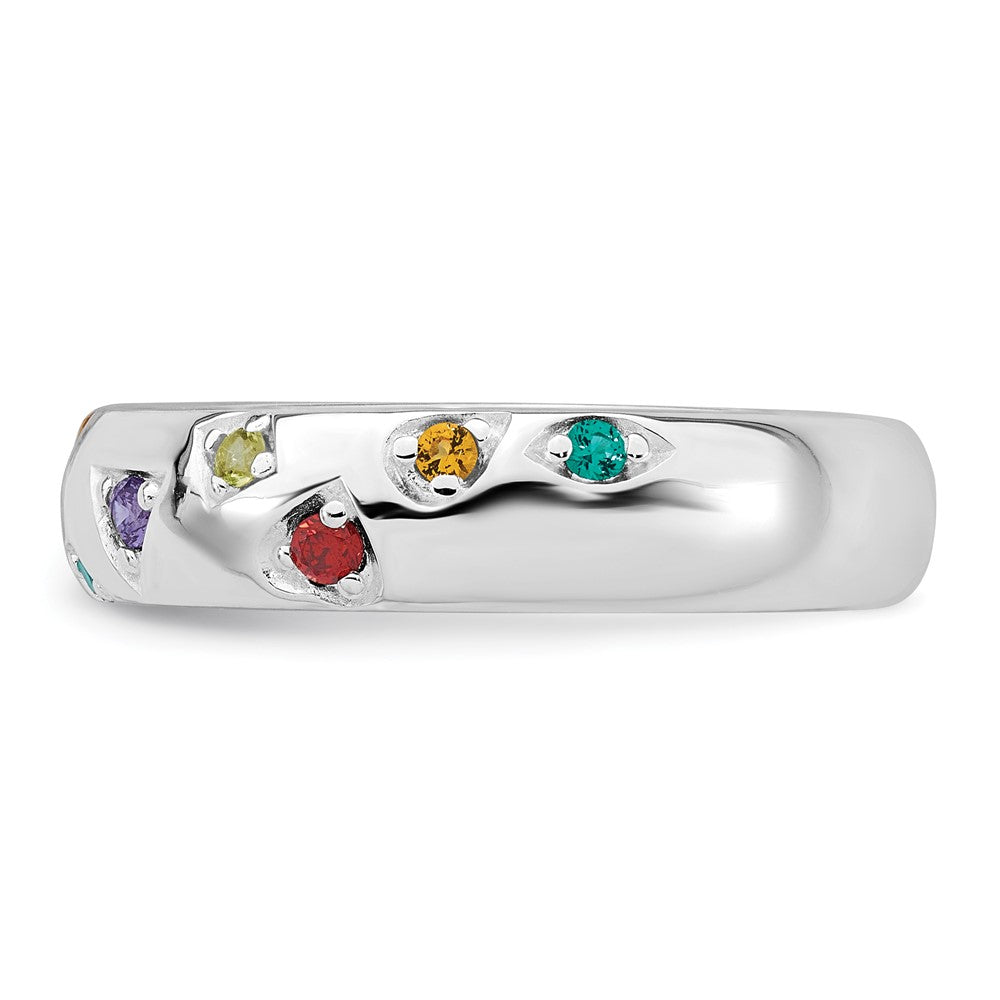 Sterling Silver RH-plated Polished 5.0mm Multicolor CZ Shapes Ring
