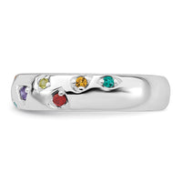 Sterling Silver RH-plated Polished 5.0mm Multicolor CZ Shapes Ring