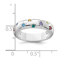 Sterling Silver RH-plated Polished 5.0mm Multicolor CZ Shapes Ring