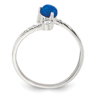 Sterling Silver Polished Opal and CZ Bypass Ring