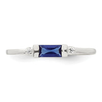 Sterling Silver Polished Blue and White Rectangular CZ Ring