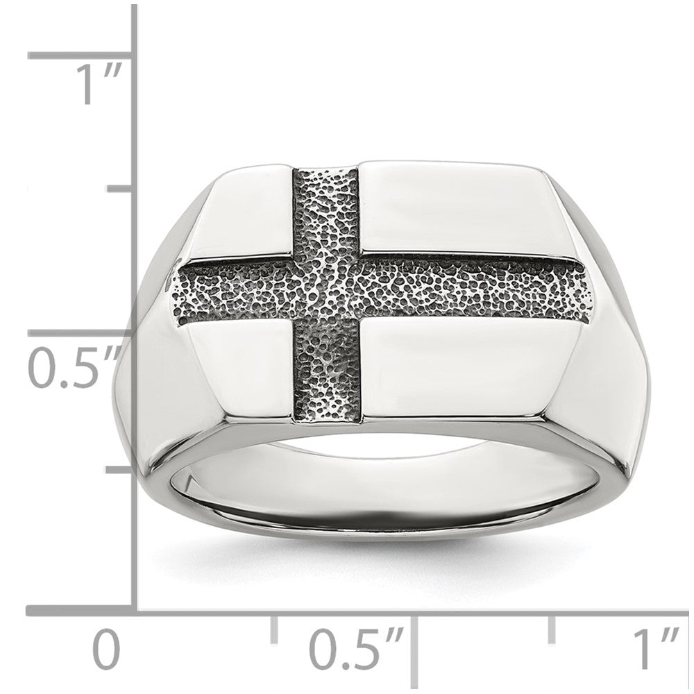 Sterling Silver Antiqued Cross Men's Ring