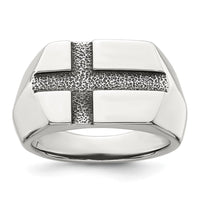Sterling Silver Antiqued Cross Men's Ring