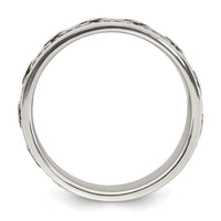 Sterling Silver Polished Beaded Antiqued Chain Link Men's Ring