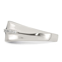 Sterling Silver Polished Black Enamel CZ Men's Signet Ring