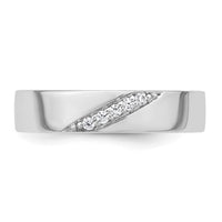 Sterling Silver Rhodium-plated Polished CZ Men's Ring