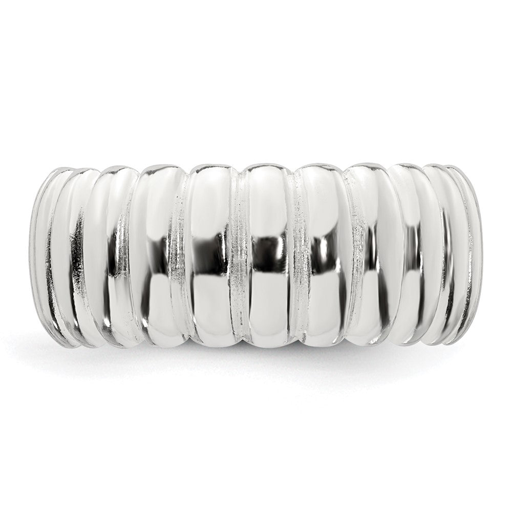 Sterling Silver Polished 8.5mm Ridge Pattern Ring