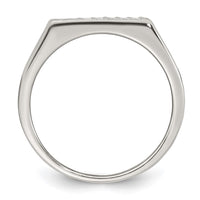 Sterling Silver Polished CZ Rectangular Men's Signet Ring