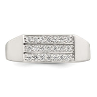 Sterling Silver Polished CZ Rectangular Men's Signet Ring