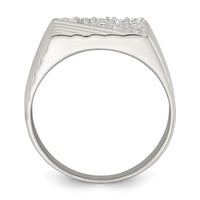 Sterling Silver Polished and Grooved CZ Men's Ring