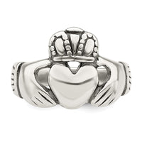 Sterling Silver Antiqued Claddagh Ring
