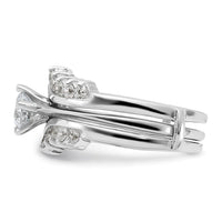 Sterling Silver Rhodium-plated CZ Ring Set