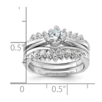 Sterling Silver Rhodium-plated CZ Ring Set