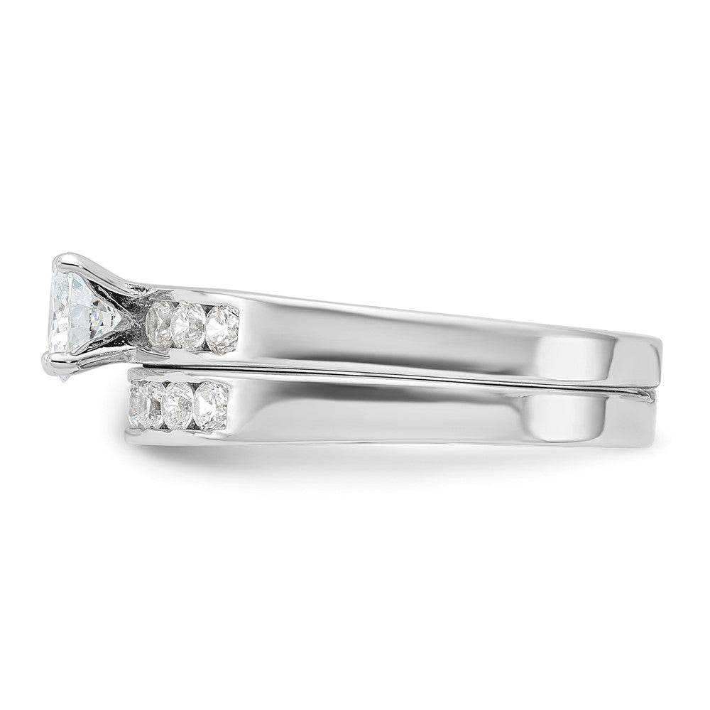Sterling Silver Rhodium-plated CZ Ring Set