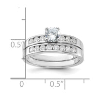 Sterling Silver Rhodium-plated CZ Ring Set