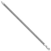 Sterling Silver Rhodium-plated 5mm Domed w/ Side D/C Curb Chain