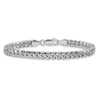 Sterling Silver Rhodium-plated 5mm Domed w/ Side D/C Curb Chain