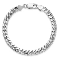 Sterling Silver Rhodium-plated 6mm Domed w/ Side D/C Curb Chain