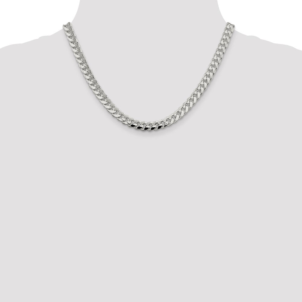 Sterling Silver 7.35mm Domed w/ Side D/C Curb Chain