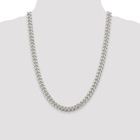 Sterling Silver 8.5mm Domed w/ Side D/C Curb Chain