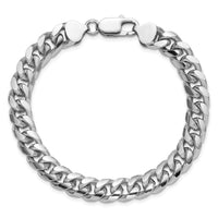 Sterling Silver Rhodium-plated 8.5mm Domed w/ Side D/C Curb Chain