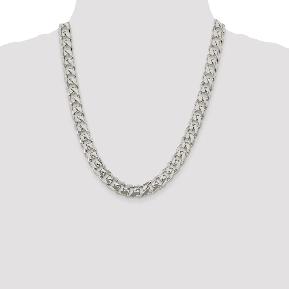 Sterling Silver 10.5mm Domed w/ Side D/C Curb Chain