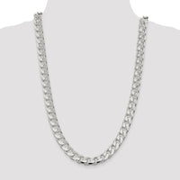 Sterling Silver 11mm Domed w/ Side D/C Curb Chain