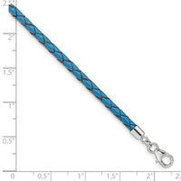 SS Reflections Blue Leather Rh-plated 14in w/2in ext Choker/Wrap Bracelet
