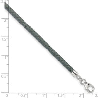 SS Reflections Gray Leather Rh-plated 14in w/2in ext Choker/Wrap Bracelet