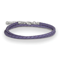 SS Reflections Purple Leather Rh-plated 14in w/2in ext Choker/Wrap Bracelet