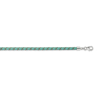 SS Reflections Teal Leather Rh-plated 14in w/2in ext Choker/Wrap Bracelet