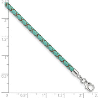 SS Reflections Teal Leather Rh-plated 14in w/2in ext Choker/Wrap Bracelet