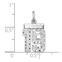 Sterling Silver Rhodium-plated Diamond-cut #19 Charm