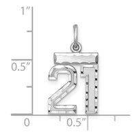 Sterling Silver Rhodium-plated Diamond-cut #21 Charm