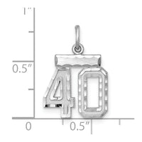 Sterling Silver Rhodium-plated Diamond-cut #40 Charm