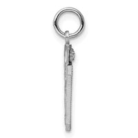 Sterling Silver Rhodium-plated Diamond-cut #60 Charm