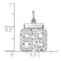 Sterling Silver Rhodium-plated Diamond-cut #69 Charm